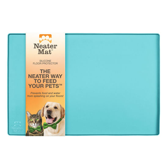 Picture of Neater Pet Brands Neater Mat - Waterproof Silicone Pet Bowls Mat - Protect Floors from Food & Water (Aquamarine, 32" x 24" Silicone)