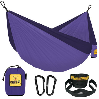 Picture of Wise Owl Outfitters Camping Hammock - Camping Essentials, Portable Hammock w/Tree Straps, Single or Double Hammock for Outside, Hiking, and Travel