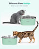 Picture of Cat Water Fountain Stainless Steel: 3.2L/108oz Pet Fountain Water Bowl Automatic Drinking Dispenser Cat Feeding & Watering Supplies, Ultra-Quiet Pump Replacement Filter for Cats Inside(Seafoam Green)