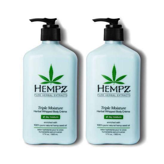 Picture of Hempz Natural Triple Moisture Herbal Whipped Body Cream with 100% Pure Hemp Seed Oil for 24-Hour Hydration, Moisturizing Vegan Skin Lotion with Yangu Oil, Peach and Grapefruit, 17 Fl Oz (Pack of 2)