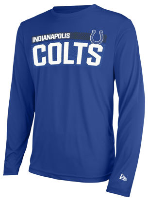 Picture of New Era mens NFL Measured Dri-Tek Long Sleeve Pro Football Tagless T-Shirt, Indianapolis Colts Blue, XX-Large