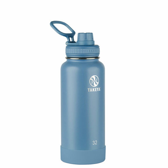 Picture of Takeya Actives Insulated Stainless Steel Water Bottle with Spout Lid, 32 Ounce, Bluestone