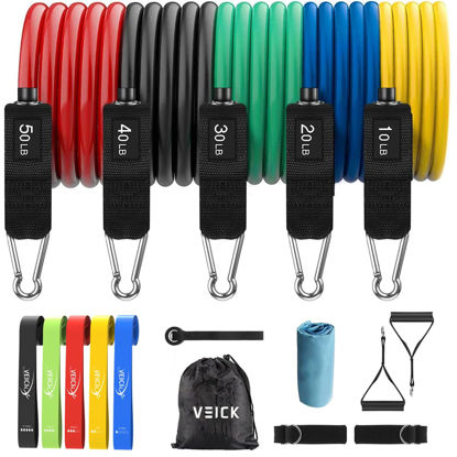 Picture of VEICK Resistance Bands, Exercise Bands, Workout Bands, Resistance Bands for Working Out with Handles for Men and Women, Exercising Bands for Fitness Weights Work Out at Home