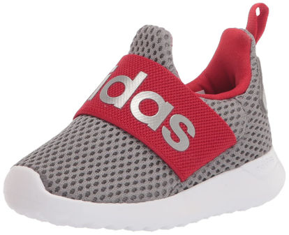 Picture of adidas Lite Racer Adapt 4.0 Running Shoe, Grey/Silver Metallic/Scarlet, 2 US Unisex Little Kid