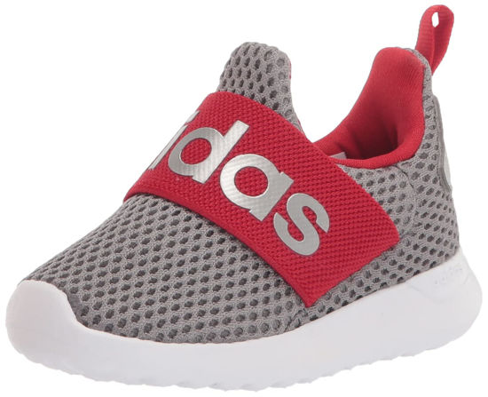 Picture of adidas Lite Racer Adapt 4.0 Running Shoe, Grey/Silver Metallic/Scarlet, 2 US Unisex Little Kid