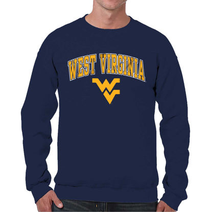 Picture of Campus Colors Adult Arch & Logo Soft Style Gameday Crewneck Sweatshirt (West Virginia Mountaineers - Blue, X-Large)