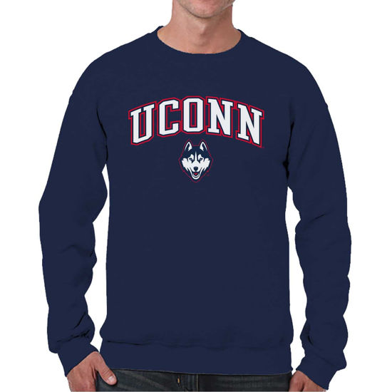 Picture of Campus Colors Adult Arch & Logo Soft Style Gameday Crewneck Sweatshirt (UCONN Huskies - Blue, Large)