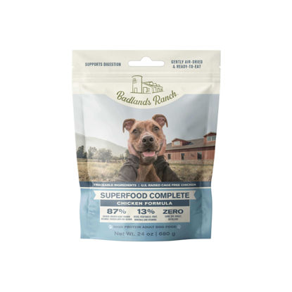 Picture of BADLANDS RANCH by Katherine Heigl- Superfood Complete, Air-Dried Adult Dog Food - High Protein, Zero Fillers, Superfood Nutrition (24 oz., Premium Chicken)