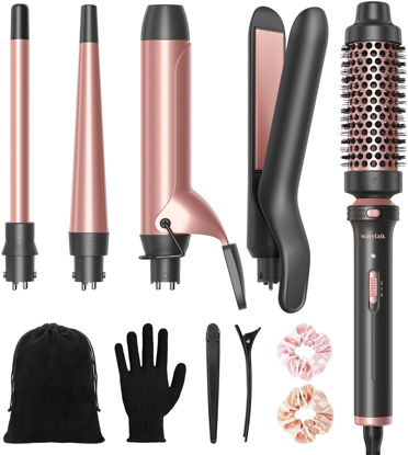 Picture of Wavytalk 5 in 1 Curling Iron, Curling Iron Set with Thermal Brush and 4 Interchangeable Ceramic Curling Wand(0.5”-1.25”),Instant Heat Up Hair Curling Iron