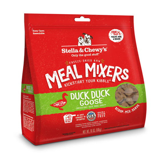 Picture of Stella & Chewy's Freeze Dried Raw Duck Duck Goose Meal Mixer - Dog Food Topper for Small & Large Breeds - Grain Free, Protein Rich Recipe - 18 oz Bag