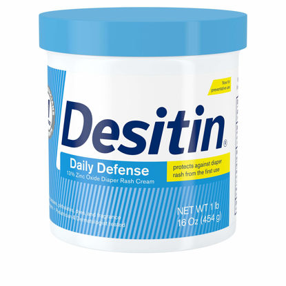 Picture of Desitin Daily Defense Baby Diaper Rash Cream with Zinc Oxide to Treat, Relieve & Prevent diaper rash, Hypoallergenic, Dye-, Phthalate- & Paraben-Free, 16 oz (Pack of 2)