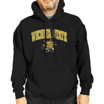 Picture of Campus Colors Adult Arch & Logo Soft Style Gameday Hooded Sweatshirt (Wichita State Shockers - Black, Small)