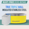 Picture of Coldest Dog Bowl - Anti Rust Metal & Non Slip Dog Bowls Large, Spill Proof Heavy Duty 3 Layers Insulated Dog Bowl - Food and Water Bowl for Dogs, Cats & Pets, Dishwasher Safe (100 oz, Solar Yellow)