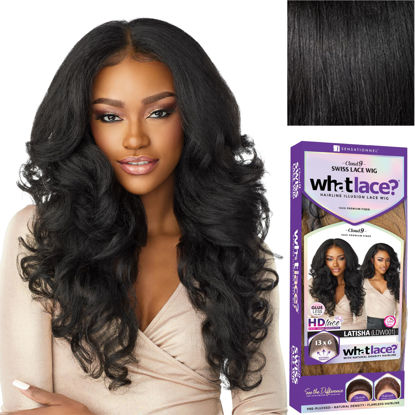 Picture of Sensationnel What lace 13x6 wigs - latisha synthetic wig cloud 9 with preplucked hairline hd lace - Whatlace Latisha (1 JETBLACK)