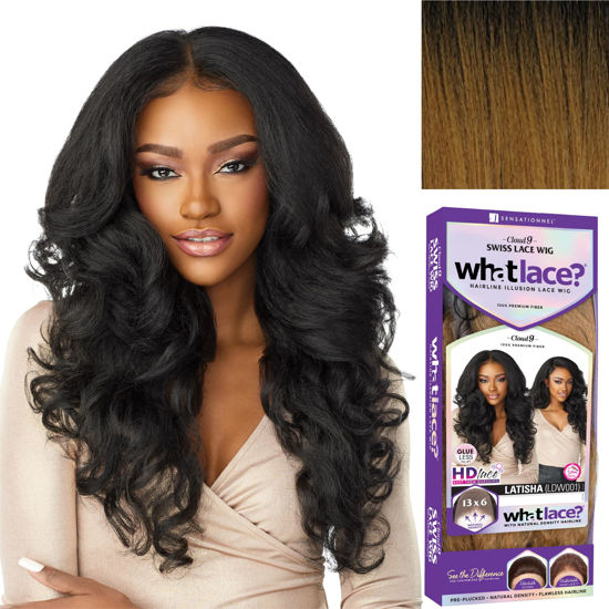 Picture of Sensationnel What lace 13x6 wigs - latisha synthetic wig cloud 9 with preplucked hairline hd lace - Whatlace Latisha (T1B/27)