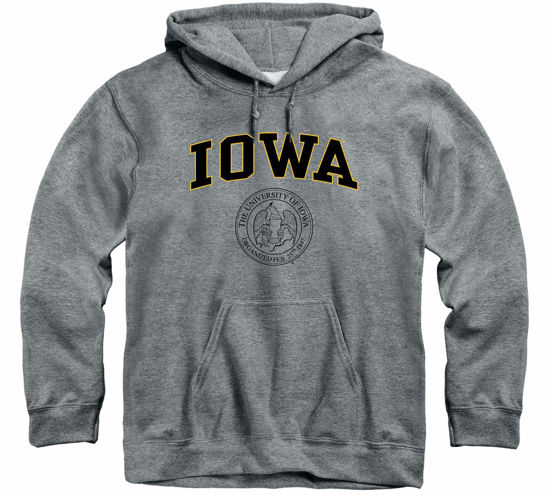 Picture of Barnesmith University of Iowa Hawkeyes Hooded Sweatshirt, Heritage, Charcoal Grey, Medium