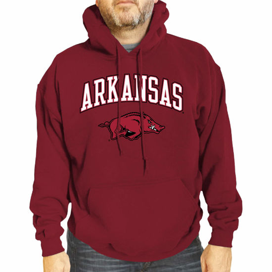 Picture of Campus Colors Adult Arch & Logo Soft Style Gameday Hooded Sweatshirt (Arkansas Razorbacks - Red, Small)