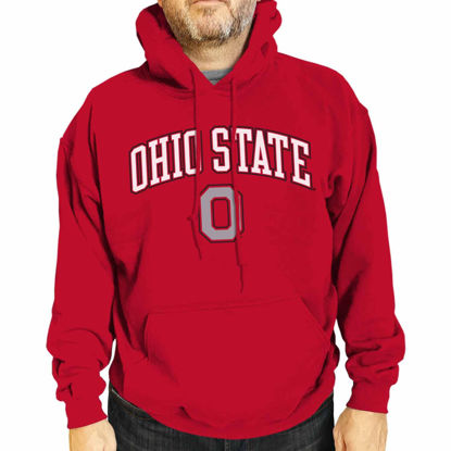 Picture of Campus Colors Adult Arch & Logo Soft Style Gameday Hooded Sweatshirt (Ohio State Buckeyes - Red, X-Large)