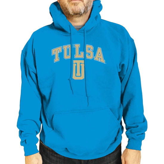 Picture of Campus Colors Adult Arch & Logo Soft Style Gameday Hooded Sweatshirt (Tulsa Golden Hurricane - Blue, Small)