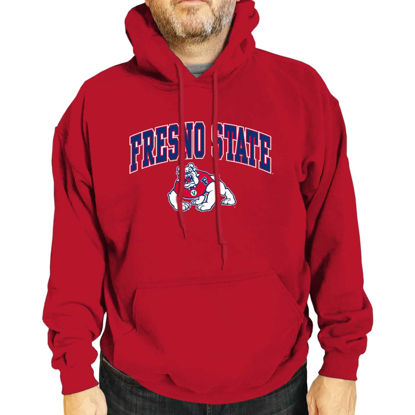 Picture of Campus Colors Adult Arch & Logo Soft Style Gameday Hooded Sweatshirt (Fresno State Bulldogs - Red, Large)