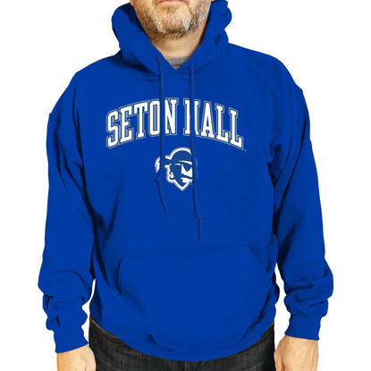 Picture of Campus Colors Adult Arch & Logo Soft Style Gameday Hooded Sweatshirt (Seton Hall Pirates - Blue, Small)