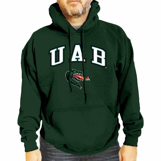 Picture of Campus Colors Adult Arch & Logo Soft Style Gameday Hooded Sweatshirt (UAB Blazers - Green, Small)