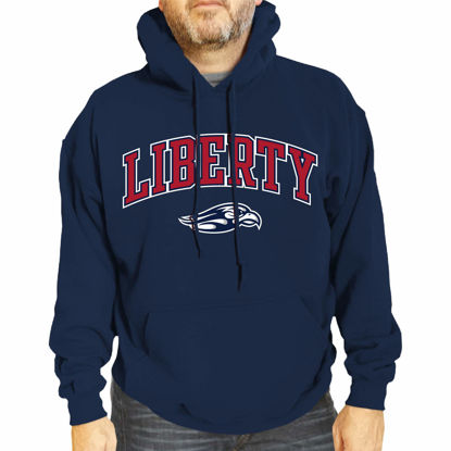 Picture of Campus Colors Adult Arch & Logo Soft Style Gameday Hooded Sweatshirt (Liberty Flames - Blue, Medium)