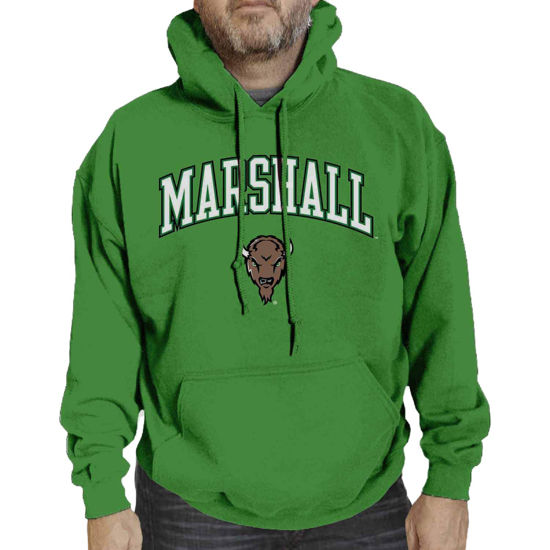 Picture of Campus Colors Adult Arch & Logo Soft Style Gameday Hooded Sweatshirt (Marshall Thundering Herd - Green, Small)