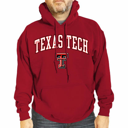 Picture of Campus Colors Adult Arch & Logo Soft Style Gameday Hooded Sweatshirt (Texas Tech Red Raiders - Red, Large)