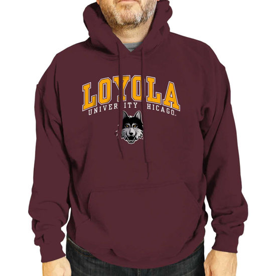 Picture of Campus Colors Adult Arch & Logo Soft Style Gameday Hooded Sweatshirt (Loyola Chicago Ramblers - Red, Small)