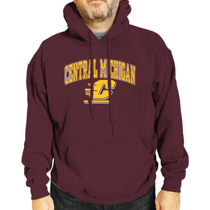 Picture of Campus Colors Adult Arch & Logo Soft Style Gameday Hooded Sweatshirt (Central Michigan Chippewas - Red, Medium)