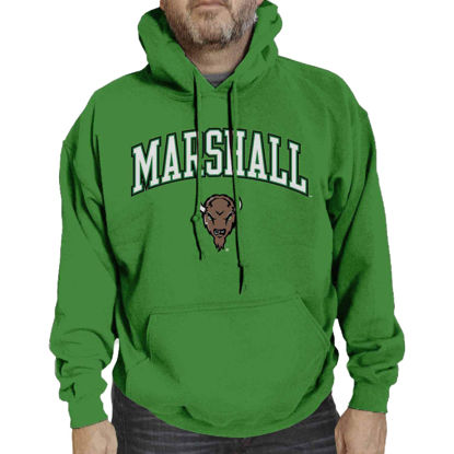 Picture of Campus Colors Adult Arch & Logo Soft Style Gameday Hooded Sweatshirt (Marshall Thundering Herd - Green, Medium)