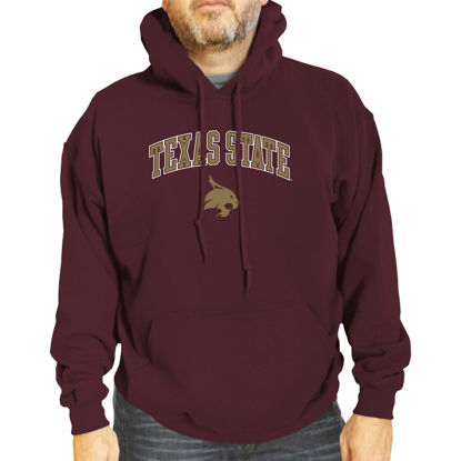 Picture of Campus Colors Adult Arch & Logo Soft Style Gameday Hooded Sweatshirt (Texas State Bobcats - Red, Small)