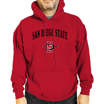 Picture of Campus Colors Adult Arch & Logo Soft Style Gameday Hooded Sweatshirt (San Diego State Aztecs - Red, XX-Large)