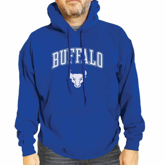 Picture of Campus Colors Adult Arch & Logo Soft Style Gameday Hooded Sweatshirt (Buffalo Bulls - Blue, Small)