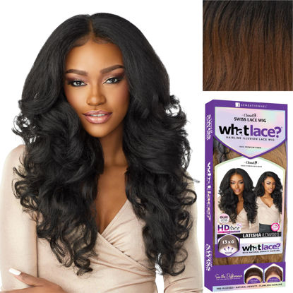 Picture of Sensationnel What lace 13x6 wigs - latisha synthetic wig cloud 9 with preplucked hairline hd lace - Whatlace Latisha (T1B/30)