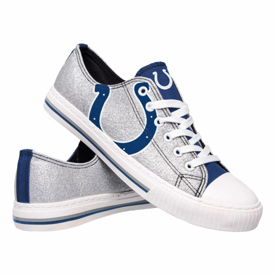 Picture of FOCO Indianapolis Colts NFL Womens Glitter Low Top Canvas Shoes - 10