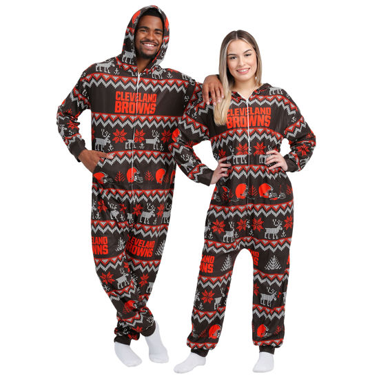 Picture of FOCO Cleveland Browns NFL Ugly Pattern One Piece Pajamas - M