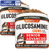 Picture of Senior Advanced Glucosamine Joint Supplement for Dogs - Hip & Joint Pain Relief - Small + Large Breeds -Omega-3 Fish Oil - Chondroitin, MSM- Mobility Soft Chews for Older Dogs - Bacon Flavor - 240Ct