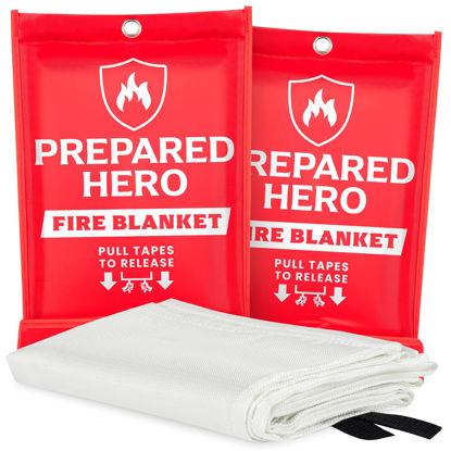 Picture of Prepared Hero Emergency Fire Blanket - 2 Pack - Fire Suppression Blanket for Kitchen, 40” x 40”, for Home, Fiberglass Fire Blanket.