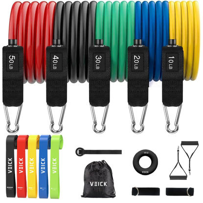 Picture of VEICK Resistance Bands, Exercise Bands, Workout Bands, Resistance Bands for Working Out with Handles for Men and Women, Exercising Bands for Fitness Weights Work Out at Home