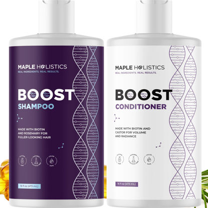 Picture of Advanced Biotin Shampoo and Conditioner Set - Thickening Sulfate and Paraben Free Shampoo and Conditioner for Hair Growth with Rice Water Black Castor Caffeine Collagen and Rosemary Oil (16 Fl Oz)