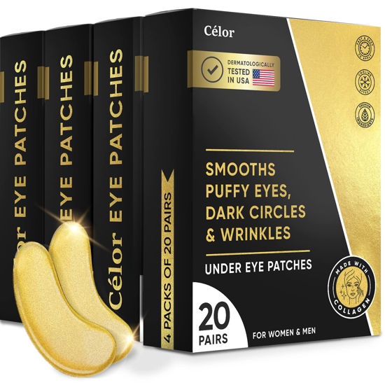 Picture of Celor Under Eye Patches for Puffy Eyes and Dark Circles - Eye Masks with Amino Acids & Collagen, Eye Care for Wrinkles - Birthday Gift for Women - Skincare Self Care - USA Tested (80 Pairs)