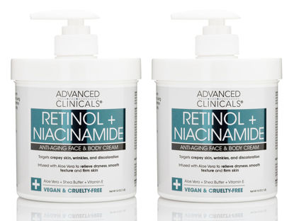 Picture of Advanced Clinicals Retinol Body & Face Lotion W/Niacinamide, Dry Skin Face Moisturizer & Crepey Skin Care Treatment, Anti Aging Retinol Cream Reduces Look Of Wrinkles, Sagging Skin, & Age Spots, 2PC