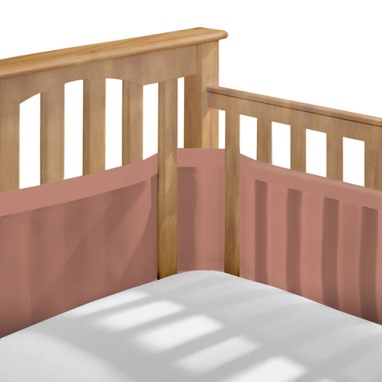 Picture of BreathableBaby Breathable Mesh Liner for Full-Size Cribs, Deluxe 4mm Mesh, Red Clay (Size 4FS Covers 3 or 4 Sides)