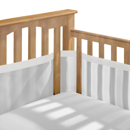 Picture of BreathableBaby Breathable Mesh Liner for Full-Size Cribs, Deluxe 4mm Mesh, White Mist (Size 4FS Covers 3 or 4 Sides)