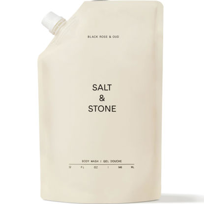 Picture of Salt & Stone Antioxidant-Rich Body Wash Refill Pouch - Black Rose & Oud | Cleanse, Nourish & Soften Skin with Niacinamide & Hyaluronic Acid | Free From Parabens, Sulfates & Phthalates (32 fl oz)