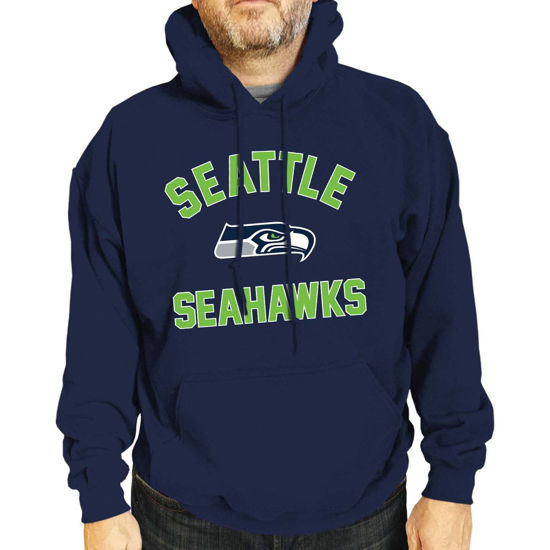 Picture of Team Fan Apparel NFL Adult Gameday Hooded Sweatshirt - Poly Fleece Cotton Blend - Stay Warm and Represent Your Team in Style (Seattle Seahawks - Blue, Adult Small)