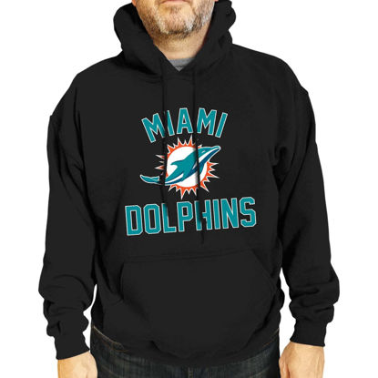 Picture of Team Fan Apparel NFL Adult Gameday Hooded Sweatshirt - Poly Fleece Cotton Blend - Stay Warm and Represent Your Team in Style (Miami Dolphins - Black, Adult X-Large)