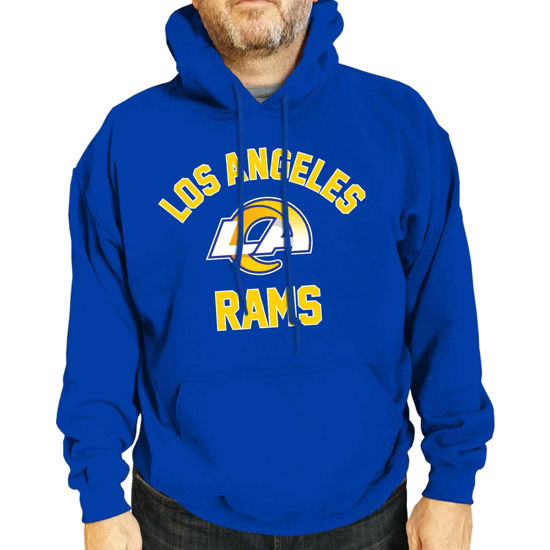 Picture of Team Fan Apparel NFL Adult Gameday Hooded Sweatshirt - Poly Fleece Cotton Blend - Stay Warm and Represent Your Team in Style (Los Angeles Rams - Blue, Adult Small)